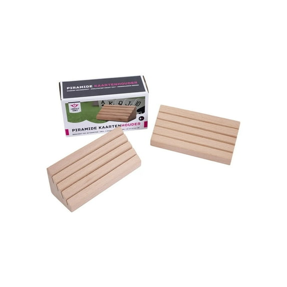 Set of 2 Pyramid Card Holders - Beech Wood