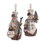 Set of 2 RUSTIC GLAM SNOWMAN Christmas Ornaments by Kurt Adler