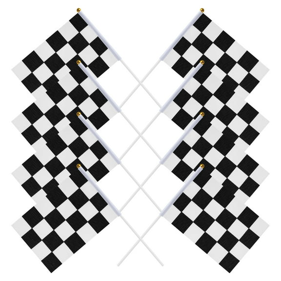 Set of 2 Racing Flags Checkered Mini Race Track Emblems Decals