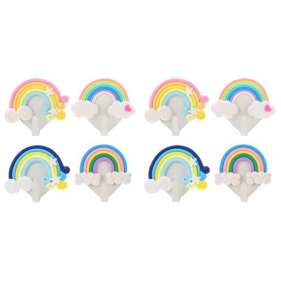 Raindrops Creative Rainbow Hooks Iron Sundries Hangers Home Decoration 8Pcs 2In