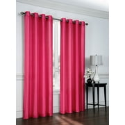 Set of 2 Ramona Faux Silk Grommet Top Curtains, 84" Long, Hot Pink