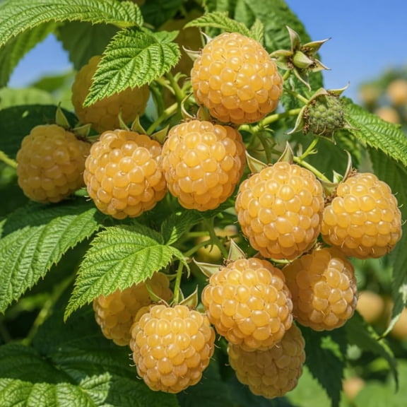 Set of 2 Raspberry Plants Live, Sweet Raspberry Bushes, 5-8 Inches Tall, Well-Rooted, Ready for Growing (Fall Gold Raspberry)