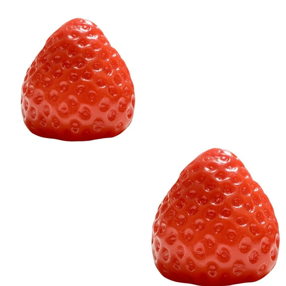 Set of 2 Realistic Artificial Strawberry Decorations Perfect for Home Decor, Kitchen Displays, and Craft Projects