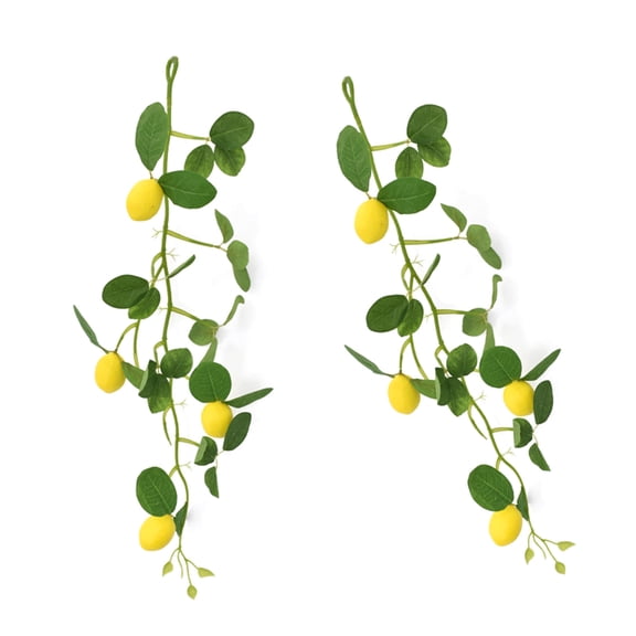 Set of 2 Realistic Lemon Tree Branches Elegant Faux Lemon Tree Branches Beautiful Yellow Stem For Home Display
