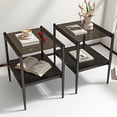 thumbnail image 1 of Set of 2 Rectangle End Table, Tempered Glass Tabletop with MDF layer, Modern Table for Living Room , Gray Glass, 1 of 5