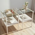 thumbnail image 1 of Set of 2 Rectangle End Table, Tempered Glass Tabletop with MDF layer, Modern Table for Living Room , Transparent Glass, 1 of 5