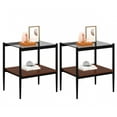 thumbnail image 1 of Set of 2 Rectangle End Table, Tempered Glass Tabletop with Mdf Layer, Modern Table for Living Room, Gray Glass, 1 of 14