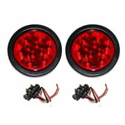 Set of 2 Red 4 Round 10 LED Trailer Light Kits - 24003