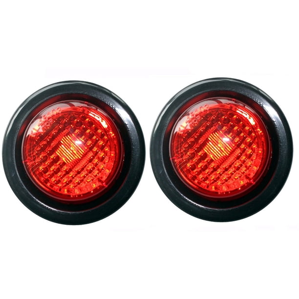 2-Pack Amber 2-Inch Round LED Side Marker Lights - 9 LEDs, 12V, Waterproof For Truck/Trailer 10 thumbnail image