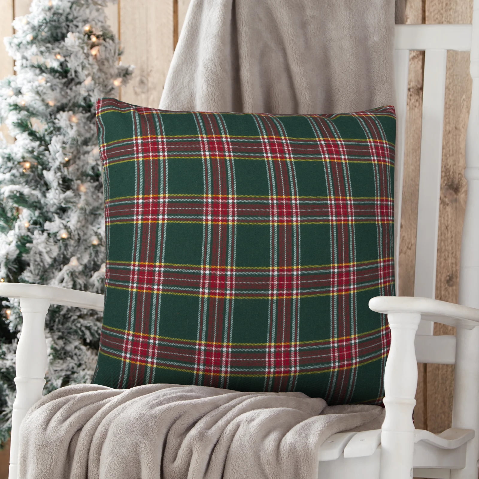 Red Plaid Christmas Pillow Cover