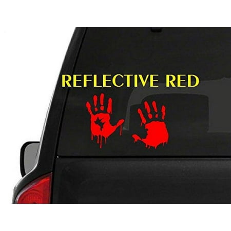 Set of 2 Red Reflective Bloody Hand Print (M49) Zombie Outbreak Vinyl Decal Sticker Car/Truck Laptop/Netbook Window