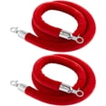 thumbnail image 1 of Set of 2 Red Velvet Stanchion Rope - 5 ft Control Barriers with Polished Silver Hooks, 1 of 10