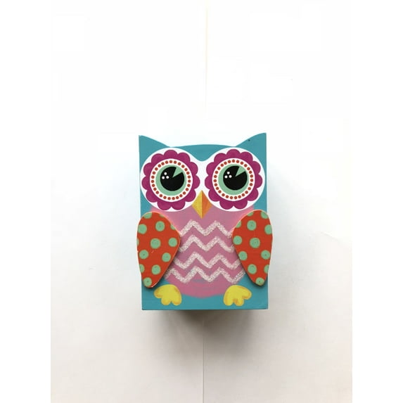 Set of 2 Red and White Contemporary Owl Money Boxes 5.75"