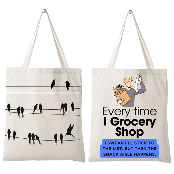 Set of 2 Reusable 100% Cotton Organic Reusable Canvas bags - Grocery Shopping