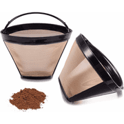 Set of 2 Reusable No.4 Cone Coffee Maker Filters - Permanent Basket Filters for Coffee Bar Brewers