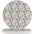 Set of 2 Round Coasters PuzzleAutismAwarness for Drinks 4 Inch Ceramic Cups Place Mats Home
