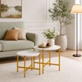 thumbnail image 1 of Set of 2 Round Coffee Table with Metal Frame, Modern Nesting Center Table End Tables for Apartment Home Office,White, 1 of 10
