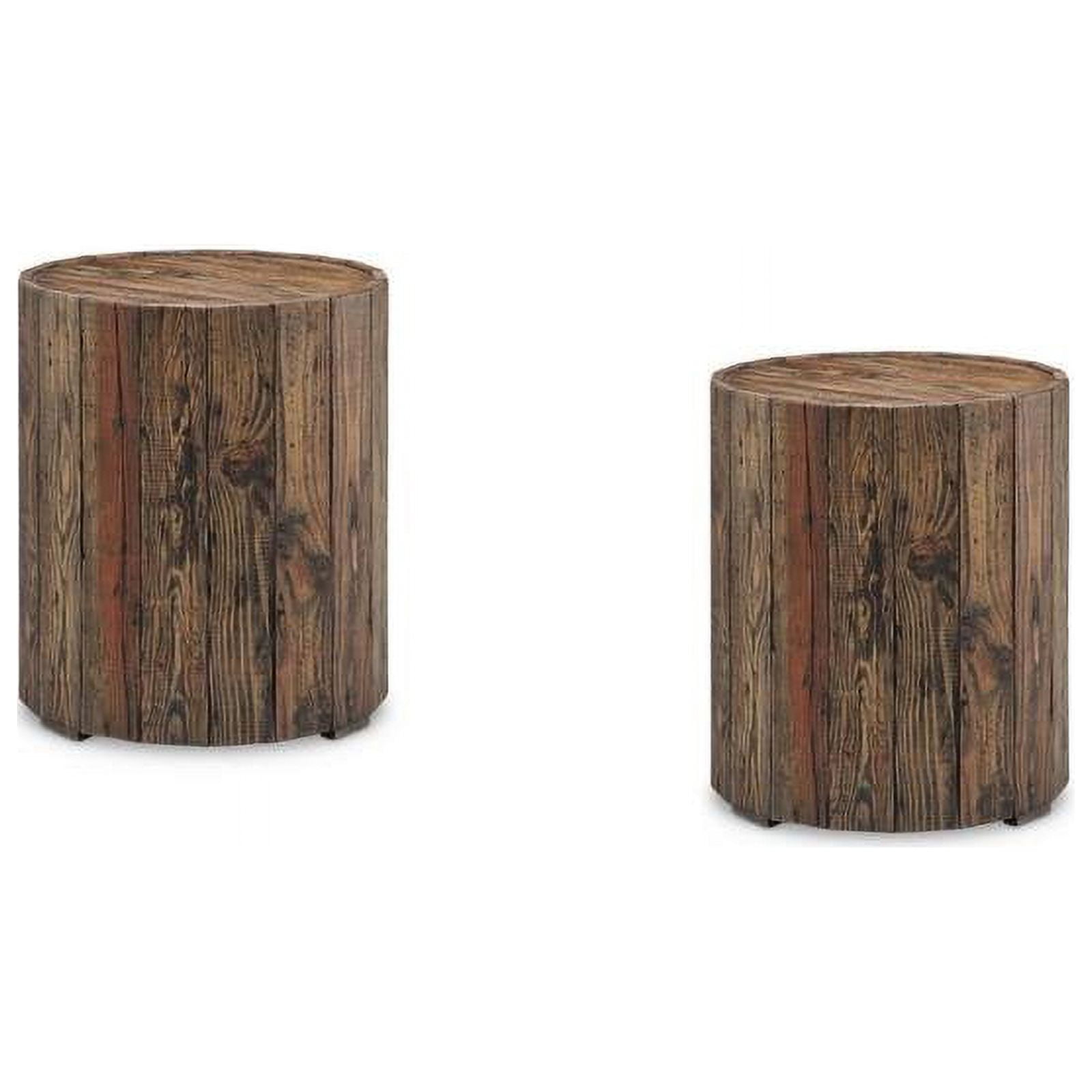 (Set of 2) Round End Table in Rustic Pine - Walmart.com