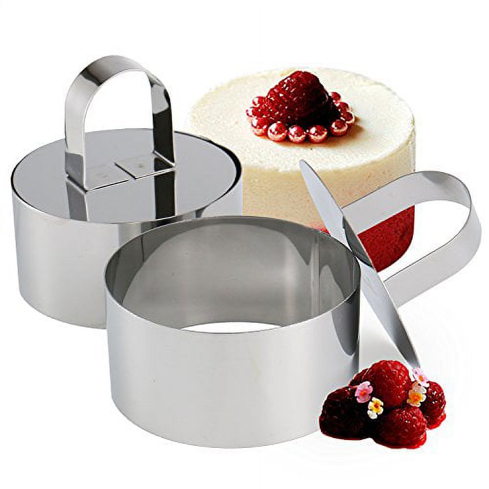 Set of 2 Round Stainless Steel Small Cake Rings, Mousse and Pastry