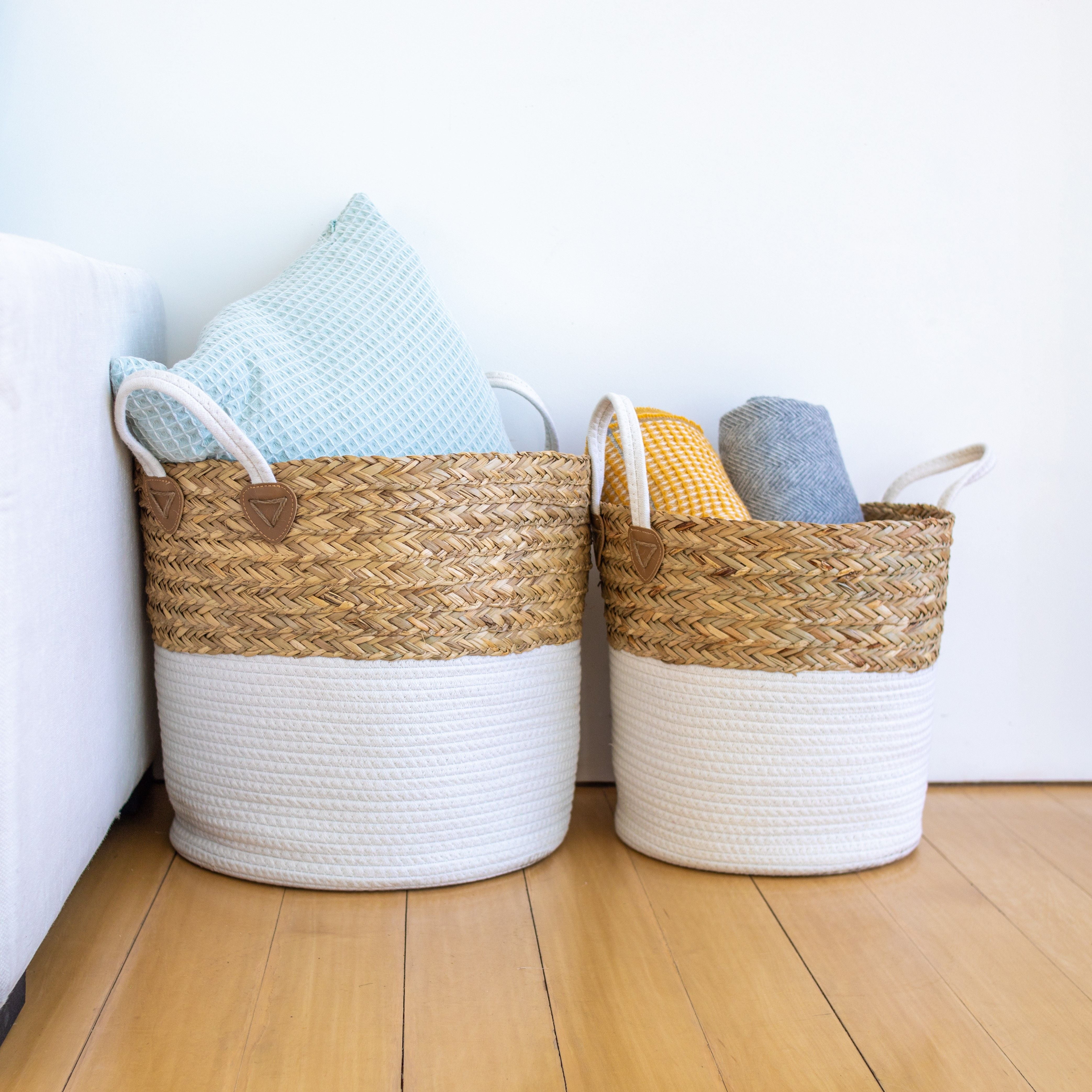 Small Seagrass Storage Basket - Beige - Home All