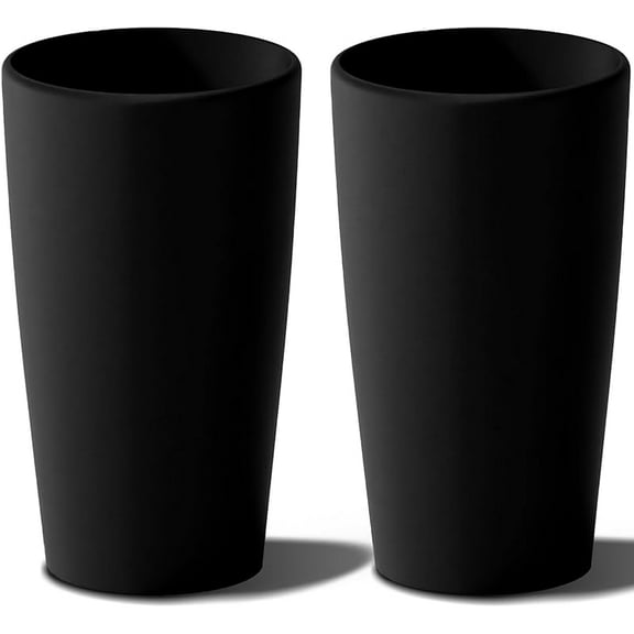 Set of 2 Round Tall Planters 22 Inch, Large Planter for Indoor Outdoor Plants, Modern Flower Pot Containers Large Decorative Tree Planter, Black