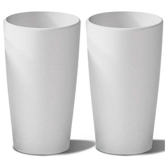 Set of 2 Round Tall Planters 22 Inch, Large Planter for Indoor Outdoor Plants, Modern Flower Pot Containers Large Decorative Tree Planter, White