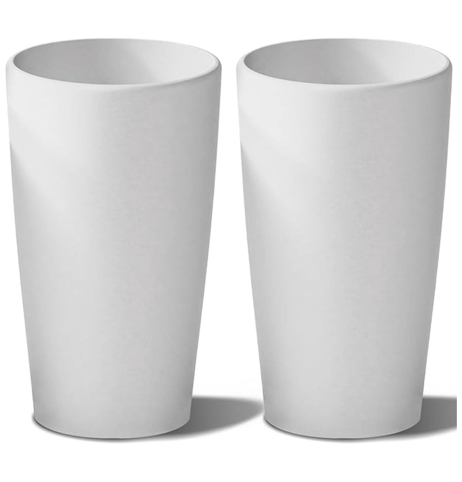 Set of 2 Round Tall Planters 22 Inch, Large Planter for Indoor Outdoor Plants, Modern Flower Pot Containers Large Decorative Tree Planter, White