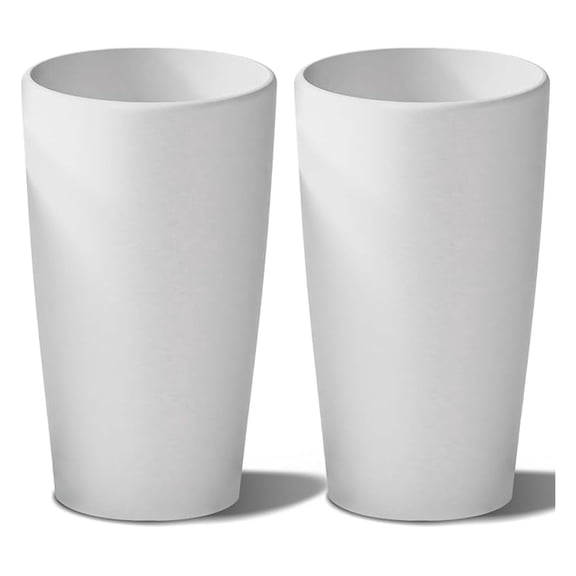 Set of 2 Round Tall Planters 22 Inch, Large Planter for Indoor Outdoor Plants, Modern Flower Pot Containers Large Decorative Tree Planter, White
