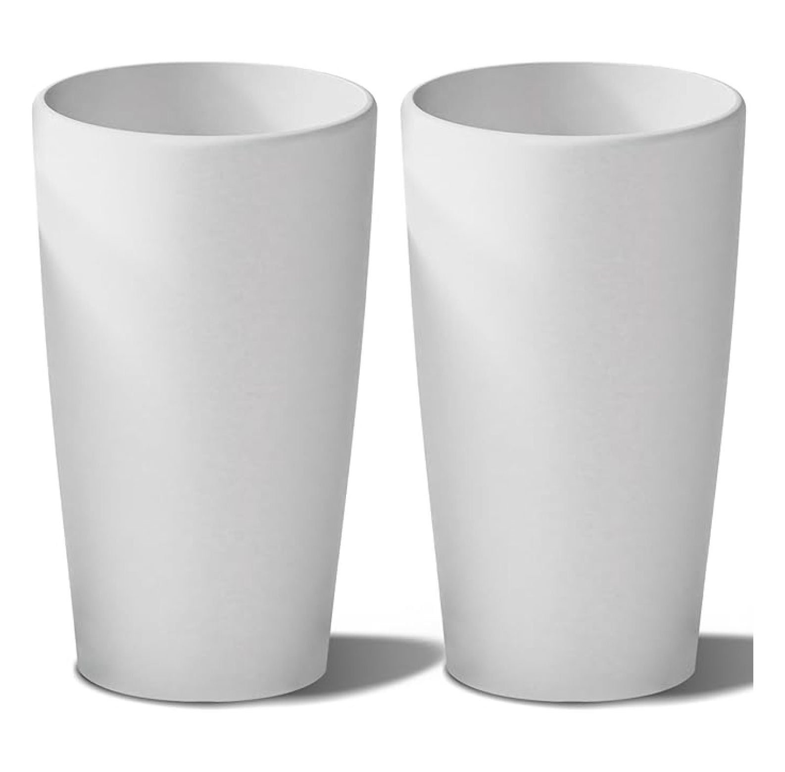 Set of 2 Round Tall Planters 22 Inch, Large Planter for Indoor Outdoor Plants, Modern Flower Pot Containers Large Decorative Tree Planter, White