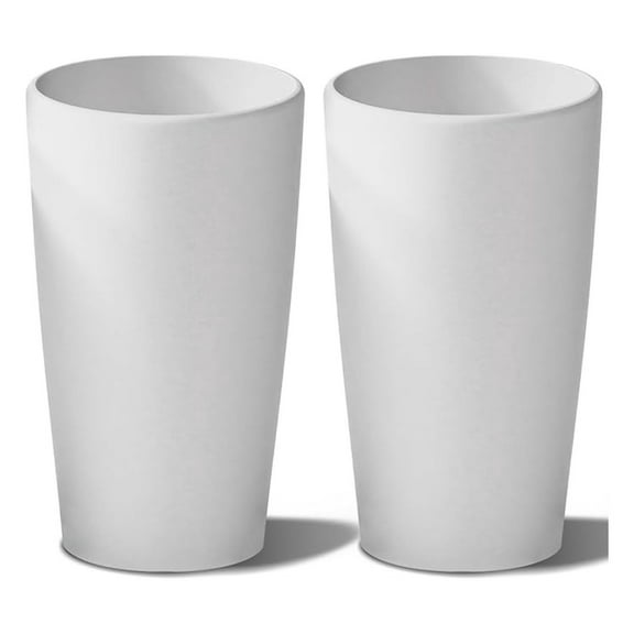 Set of 2 Round Tall Planters 22 Inch, Large Planter for Indoor Outdoor Plants, Modern Flower Pot Containers Large Decorative Tree Planter, White