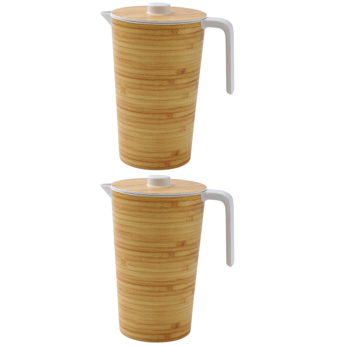 Set of 2 Round Water Jug Lid Design Pot Cold Beverage Container Kettle Portable Coffee