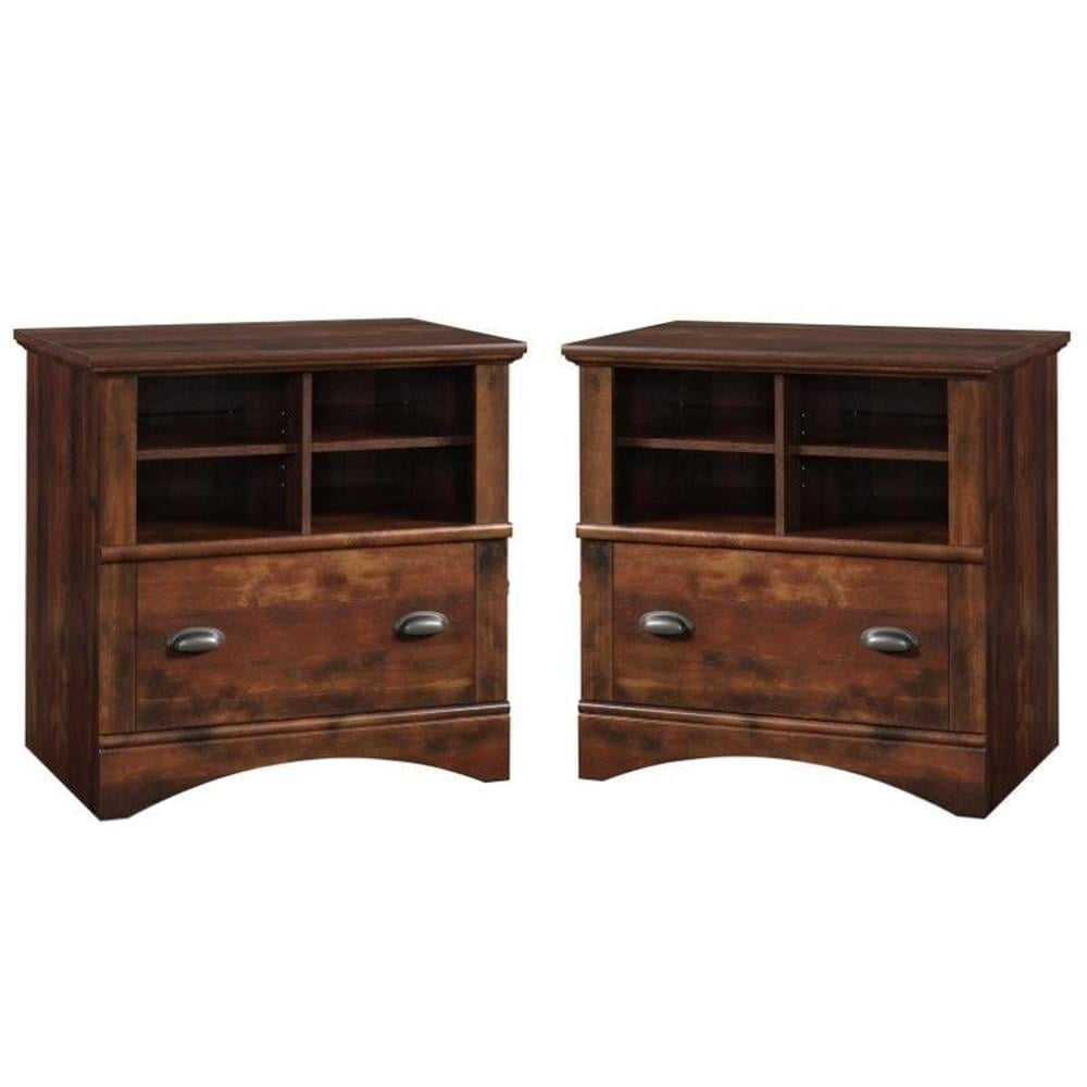 Set of 2 Curado Cherry Lockable Lateral File Cabinets