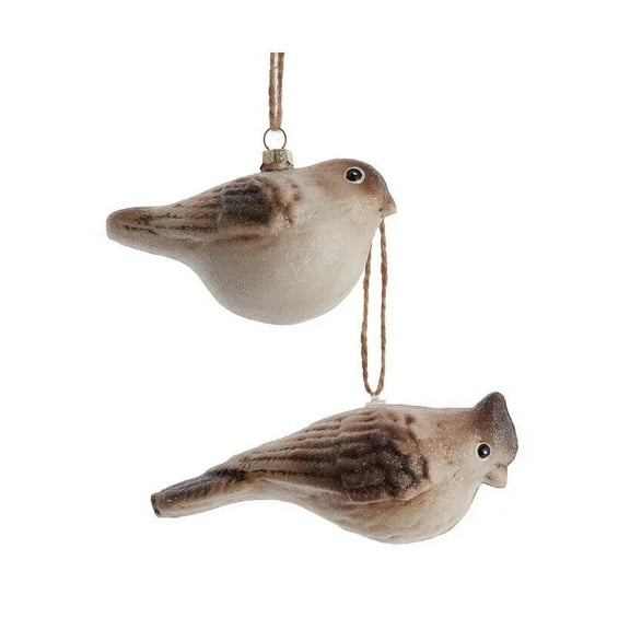 Set of 2 Rustic Glam GLASS BIRD Christmas Ornaments, by Kurt Adler