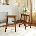 thumbnail image 1 of Set of 2 Rustic Kitchen Stools, Walnut Finish Solid Wood Counter Stools with Back Support for Dining Room, 1 of 10