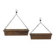 Set of 2 Rustic Rectangle Wood and Metal Planters