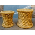thumbnail image 1 of Set of 2 Rustic Western Hand Woven Bamboo Fibers and Natural Ropes Side Tables, 1 of 10