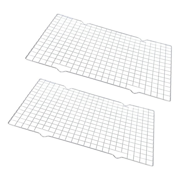Set of 2 Rustproof Cooling Tray Stainless Steel Baking Sheet Oven Safe Bacons Rack for Camping and Home Kitchens