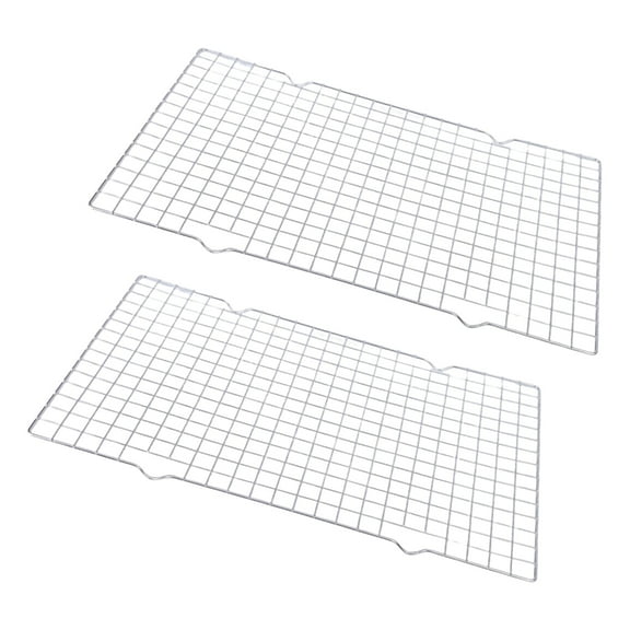 Set of 2 Rustproof Cooling Tray Stainless Steel Baking Sheet Oven Safe Bacons Rack for Camping and Home Kitchens