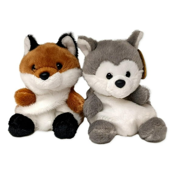 Set of 2 SLY FOX & BUSKY HUSKY Palm Pals 5" Stuffed Animal Plush, Aurora