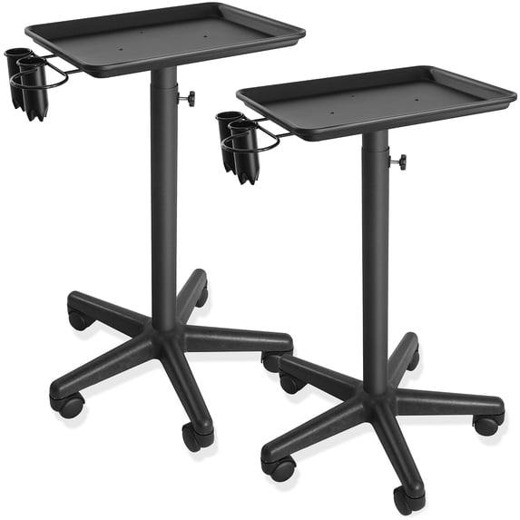 Set of 2 - Saloniture Aluminum Salon Instrument Tray with Caddy, Heavy-Duty Rolling Base