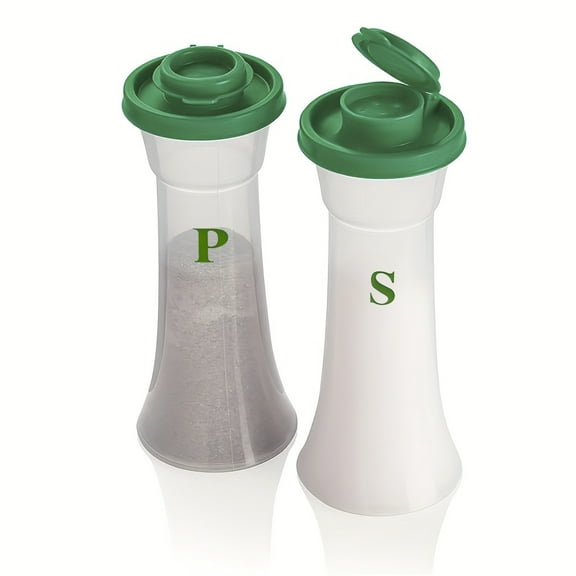 【Set of 2 Salt & Pepper Shakers】Large Plastic Seasoning Containers with Lids - Moisture Proof for Kitchen/Restaurant/Camping