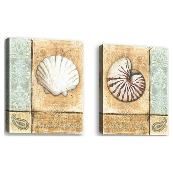 Set of 2 - Sea Breeze II - Contemporary Fine Art Giclee on Canvas Gallery Wrap - wall décor - Art painting - 25 x 32 Inch - Ready to Hang