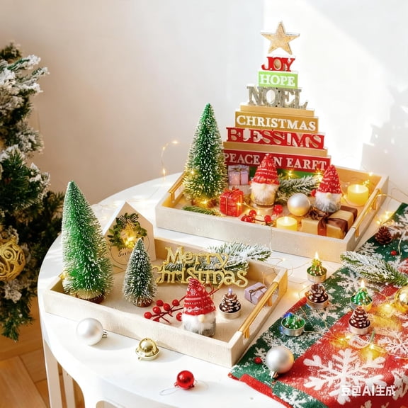 Set of 2 Shagreen Serving Tray with Gold Polished Metal Handles Ivory Wood Decorative Tray PU Leather with Brushed Gold