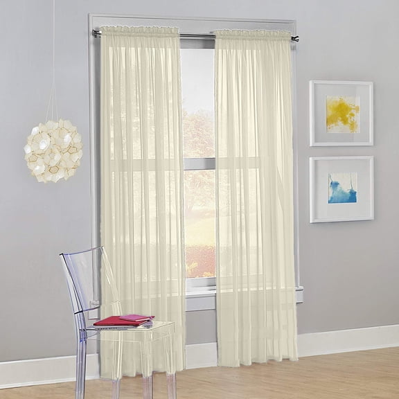 Set of 2 Sheer Voile Transparent Window Treatment Curtain Panel Drapes