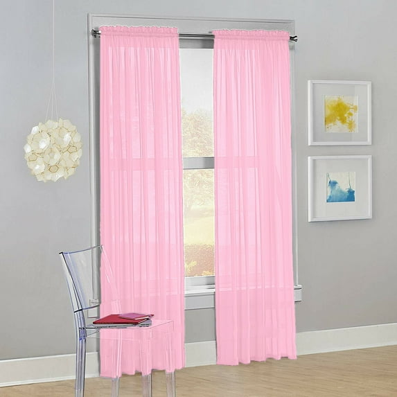 Set of 2 Sheer Voile Transparent Window Treatment Curtain Panel Drapes