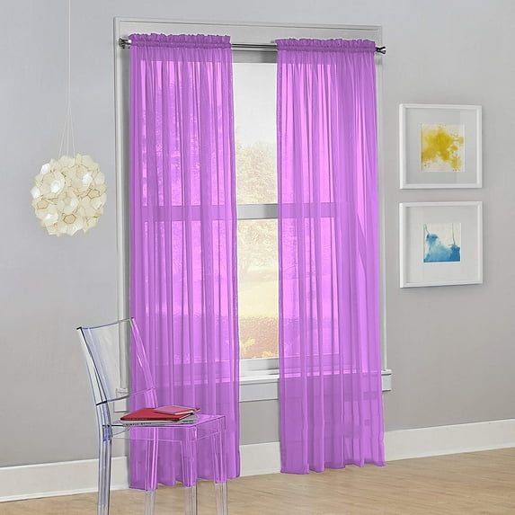 Set of 2 Sheer Voile Transparent Window Treatment Curtain Panel Drapes