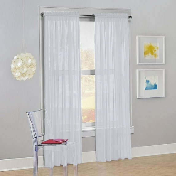 Set of 2 Sheer Voile Transparent Window Treatment Curtain Panel Drapes