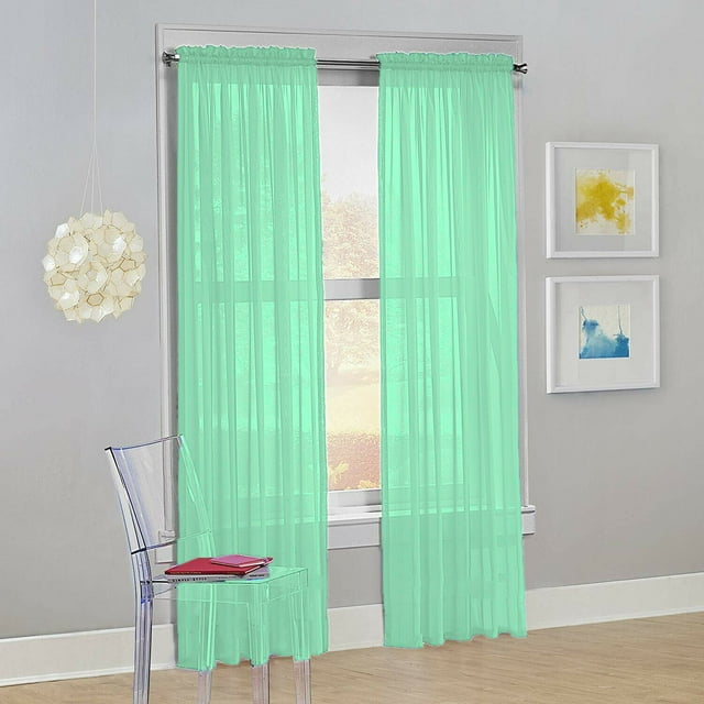 Set of 2 Sheer Voile Transparent Window Treatment Curtain Panel Drapes