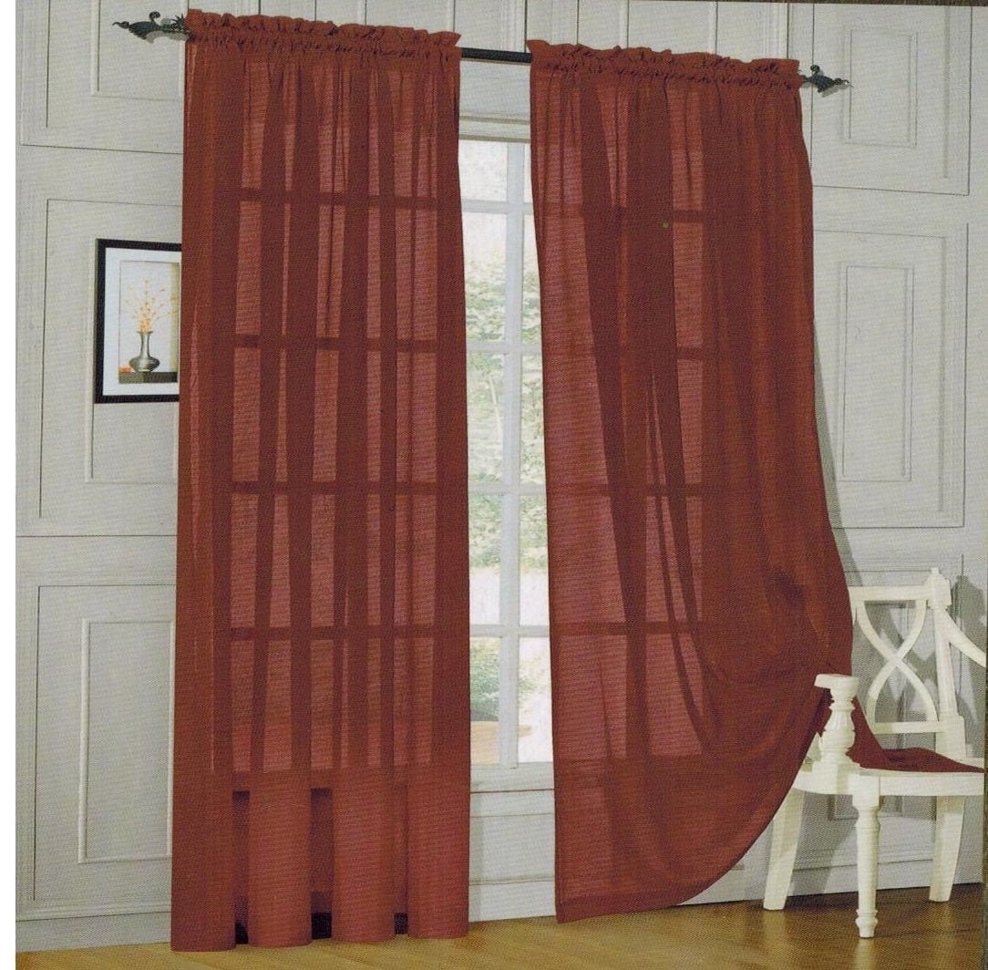 Set of 2 Sheer Voile Window Curtain Panels, 84