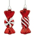 thumbnail image 1 of Set of 2 Shiny Red and White Glittered Candy Christmas Glass Ornaments 4", 1 of 4